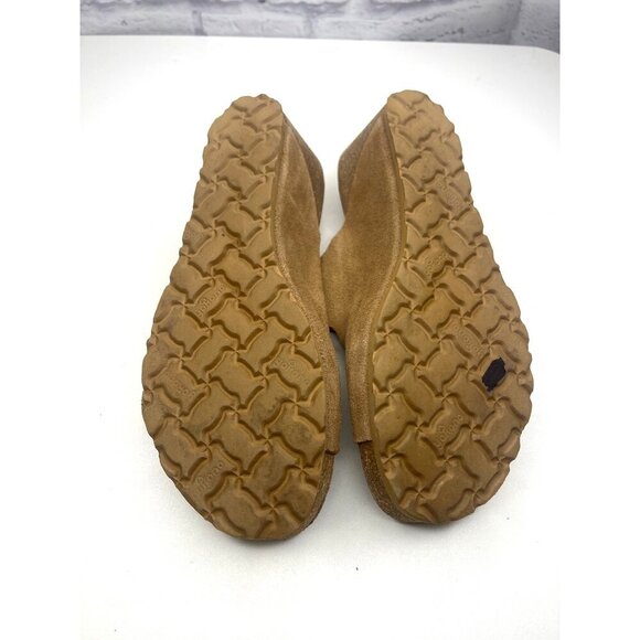 Yokono Wedge Slide Sandals Slide On Leather Beige Tan Ladies size 8 Adjustable - Picture 9 of 14